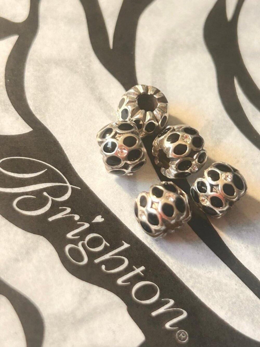 Brighton lot of 5  MINI ring of Flowers Mini Beads  LOT of 5  Black